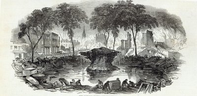 De Bowling-green en Broadway, New York, uit The Illustrated London News, 23 augustus 1845 door English School